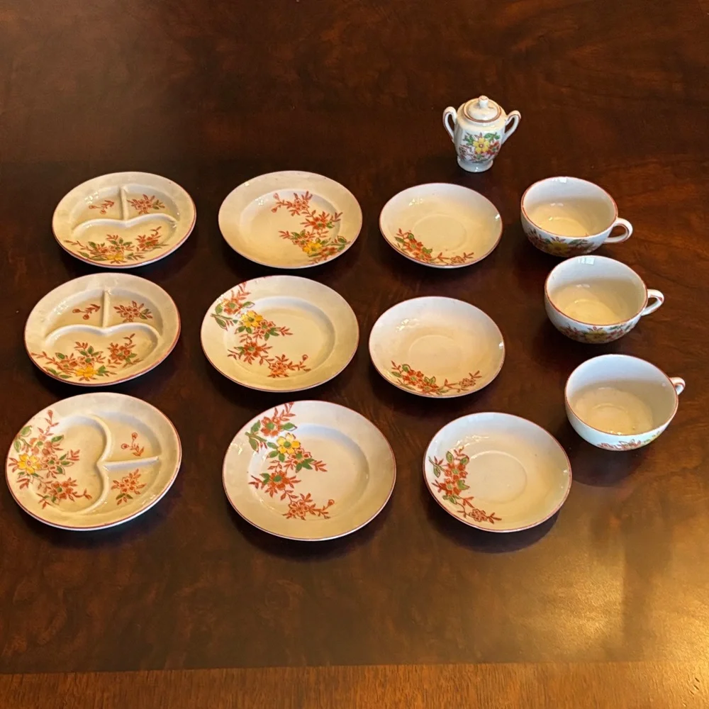 Vintage Child’s Mini Partial Tea Set 13 Pieces Made in Japan